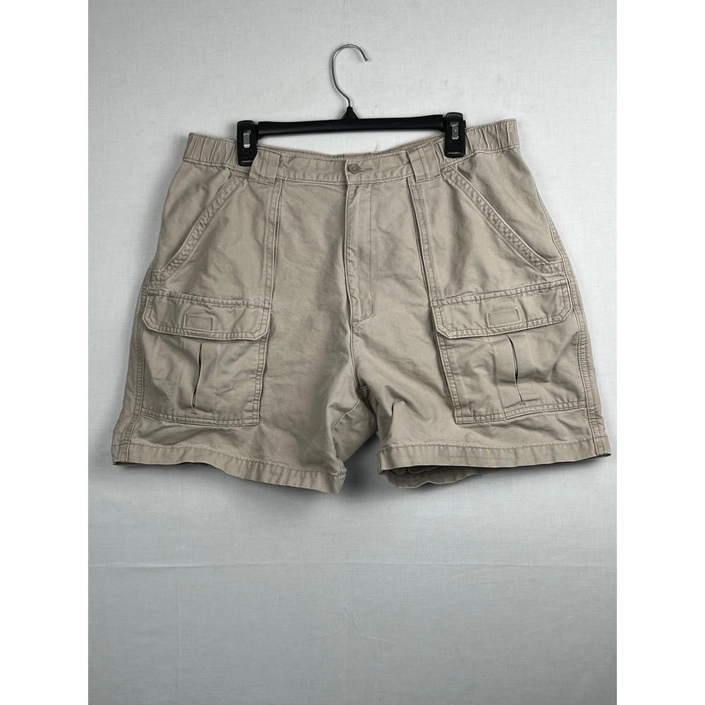 British Khaki Mens Cargo Shorts Size W36 Tan Cotton Canvas Casual Outdoor